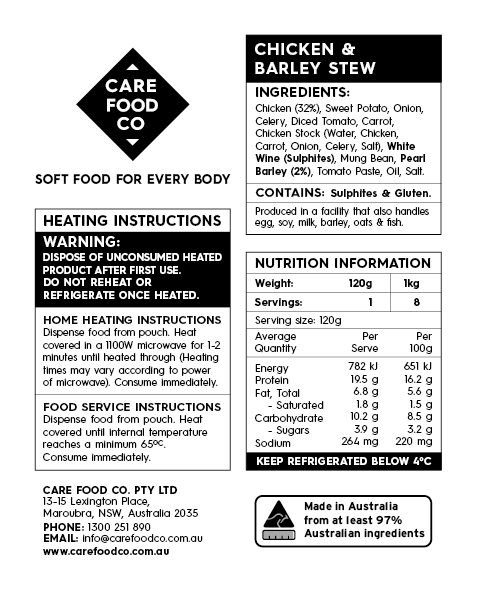 Chicken and Barley Stew 120g IDDSI Level 5