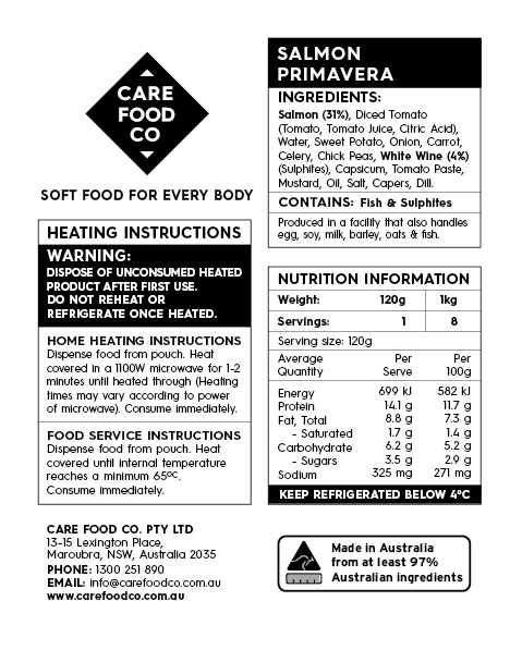 Salmon Primavera 120g - IDDSI Level 4