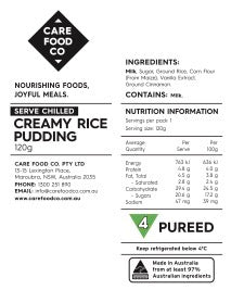 Creamy Rice Pudding 120g Level 4